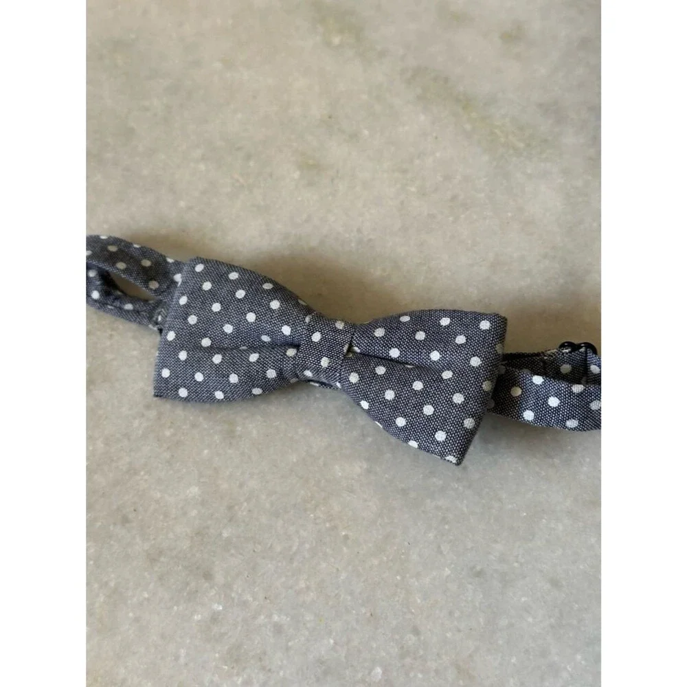 H&M Divided Men's Adjustable Blue Gray Cotton Polka Dot Bow Tie Derby Classic